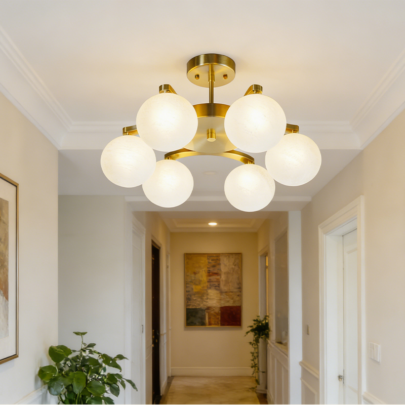Modern Elegant Geometric Circle G9 Pendant Light 6 Light Gold Metal Globe Glass Shades Luxury Chandelier for Dining Living Room