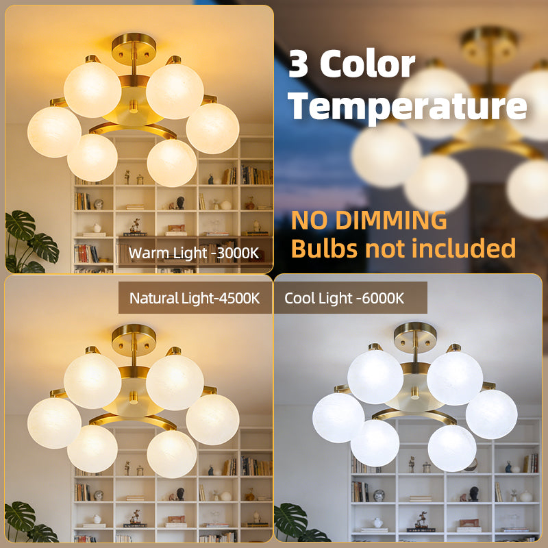 Modern Elegant Geometric Circle G9 Pendant Light 6 Light Gold Metal Globe Glass Shades Luxury Chandelier for Dining Living Room