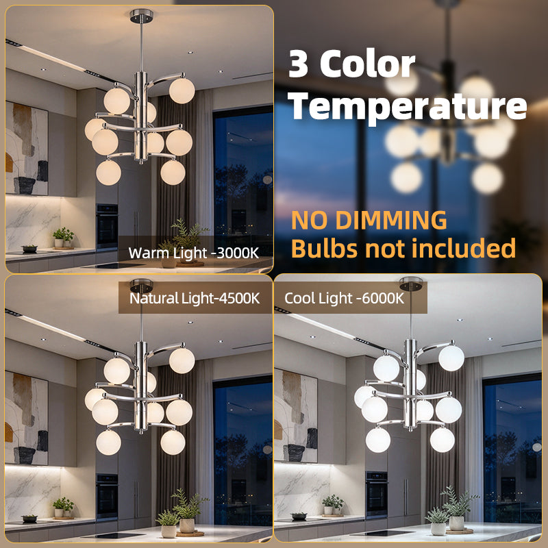 Modern Luxury Iron Glass LED Chandelier 62cm For Dining Room