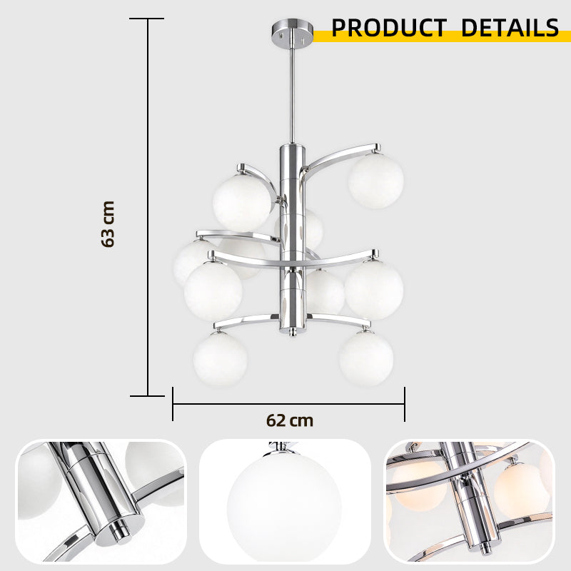 Modern Luxury Iron Glass LED Chandelier 62cm For Dining Room