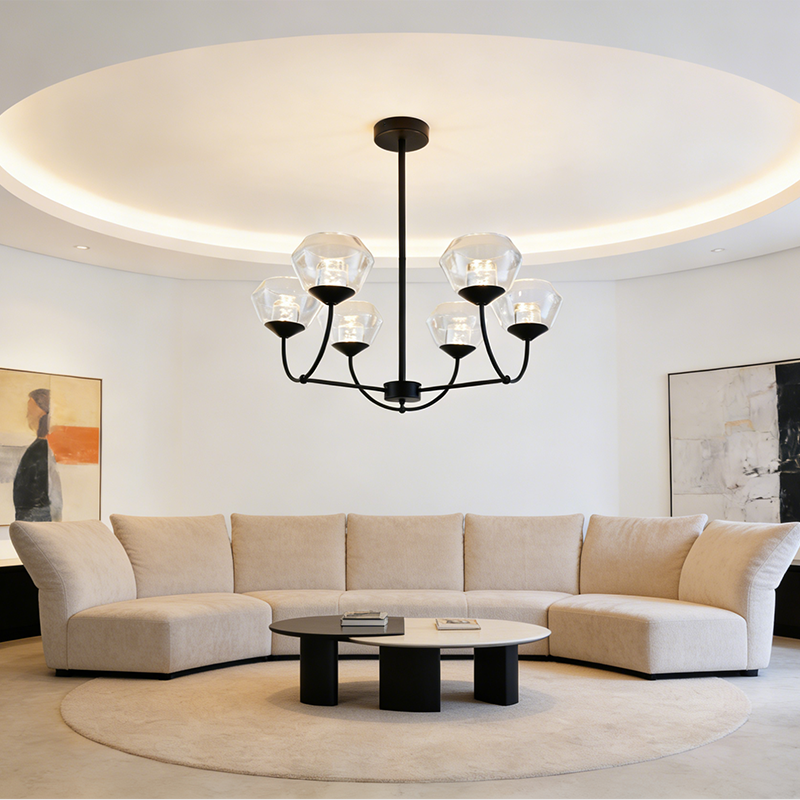 Modern Luxury Chandelier European American Style Crystal Ceiling Lamp Square Linear Glass Pendant Light Home Lighting Bedroom
