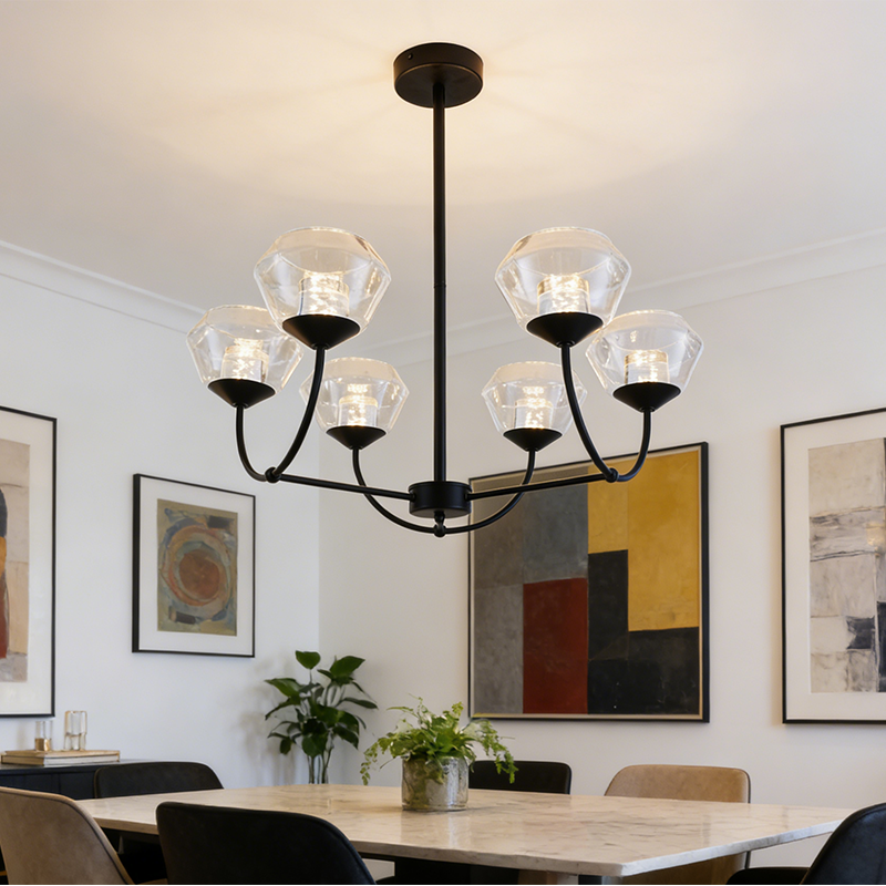 Modern Luxury Chandelier European American Style Crystal Ceiling Lamp Square Linear Glass Pendant Light Home Lighting Bedroom