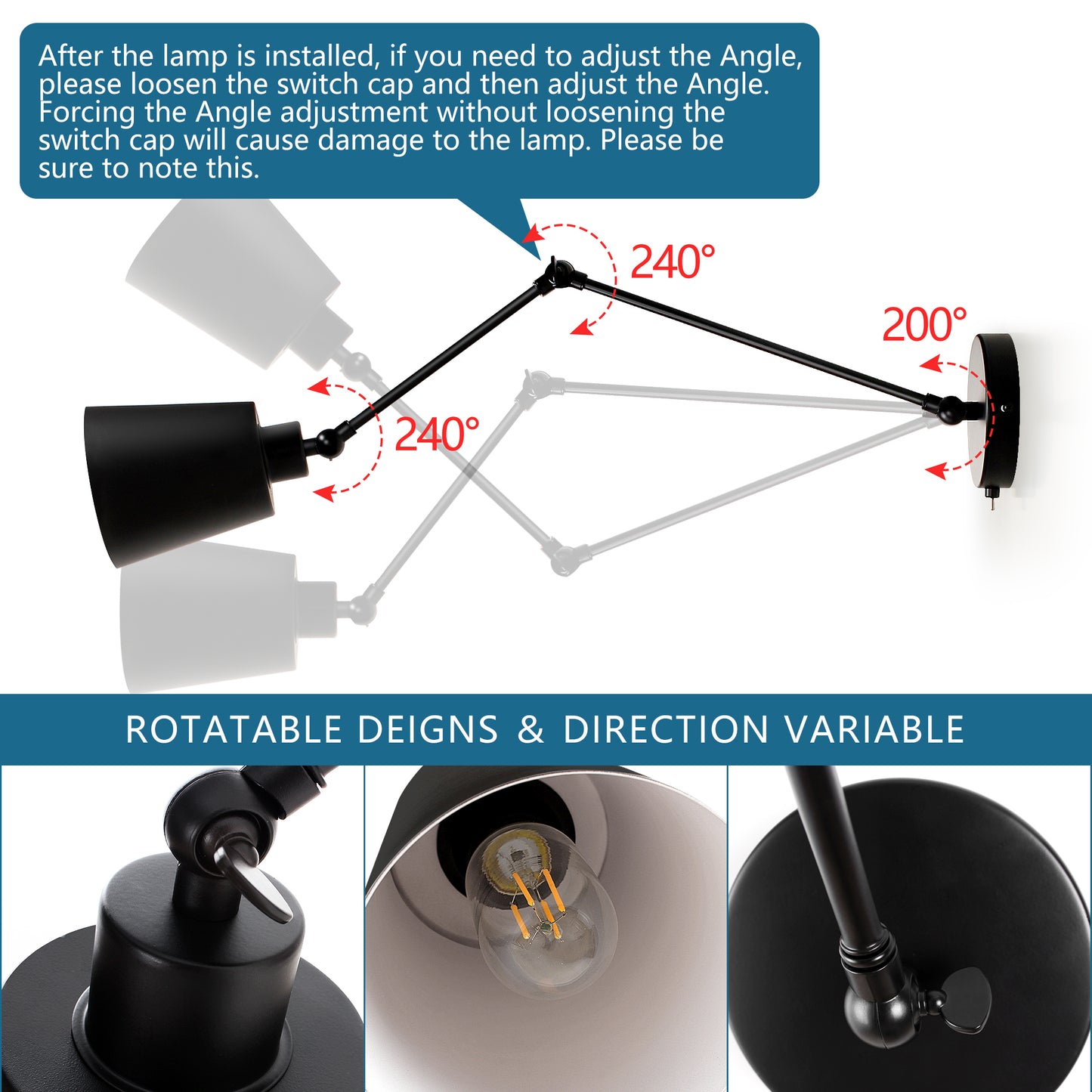 60 cm Bedside Lamp with Cone Lampshade