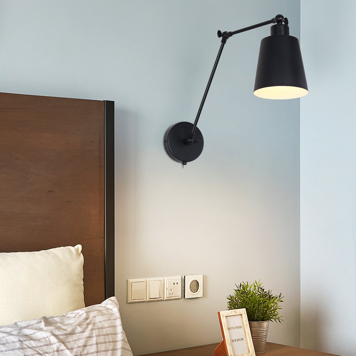 60 cm Bedside Lamp with Cone Lampshade