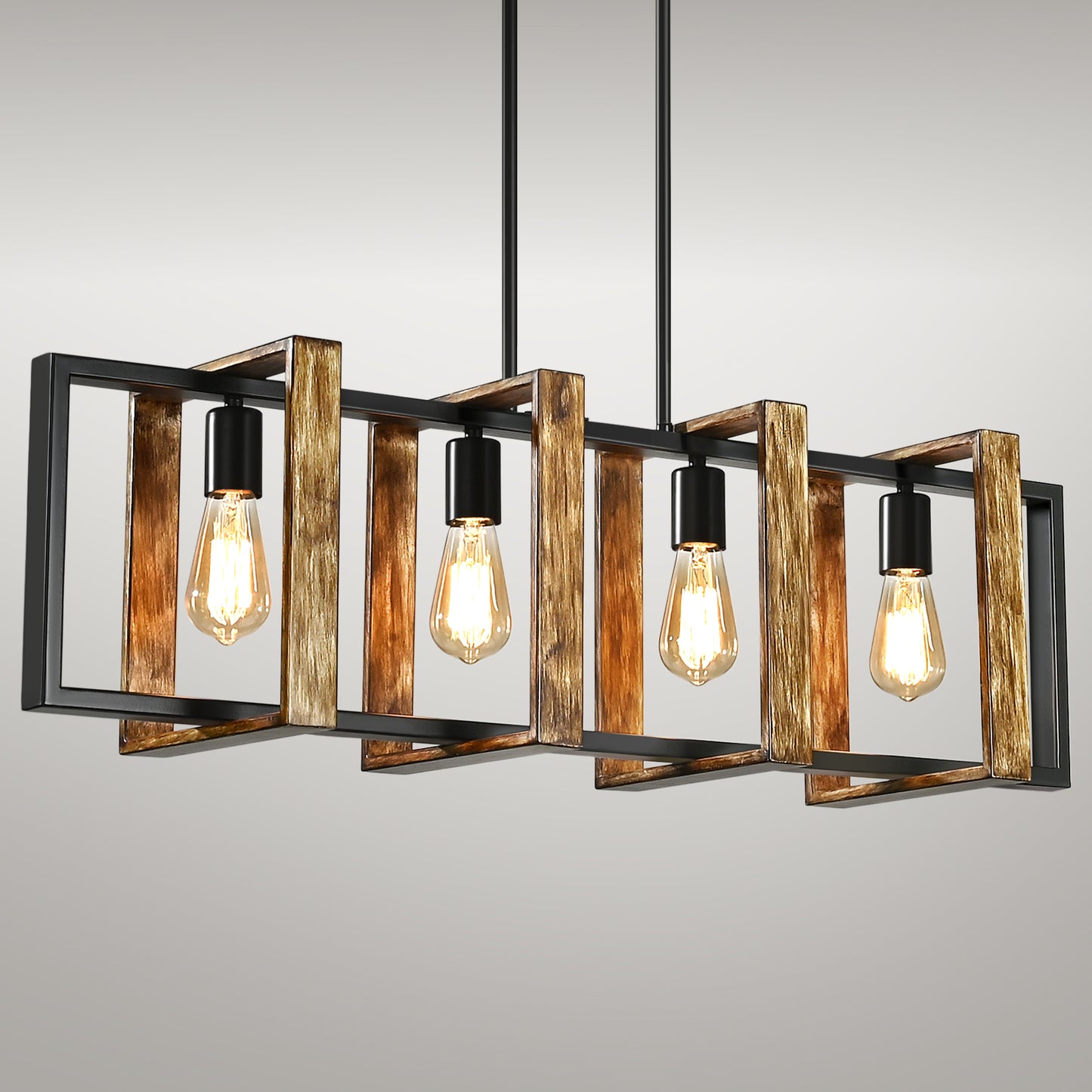 Modern Kitchen Island Lighting,4 Lights Wood Chandelier