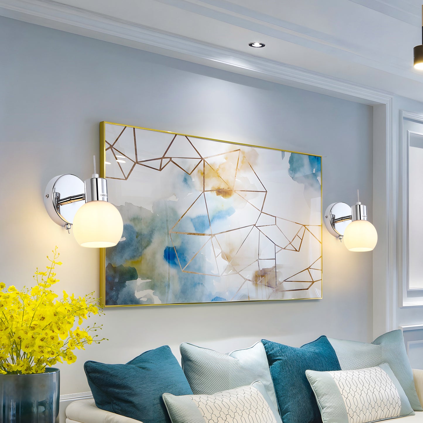 Wall Lamp Chrome Wall Sconce  Bathroom Vanity Lighting 2pc (1 pair)