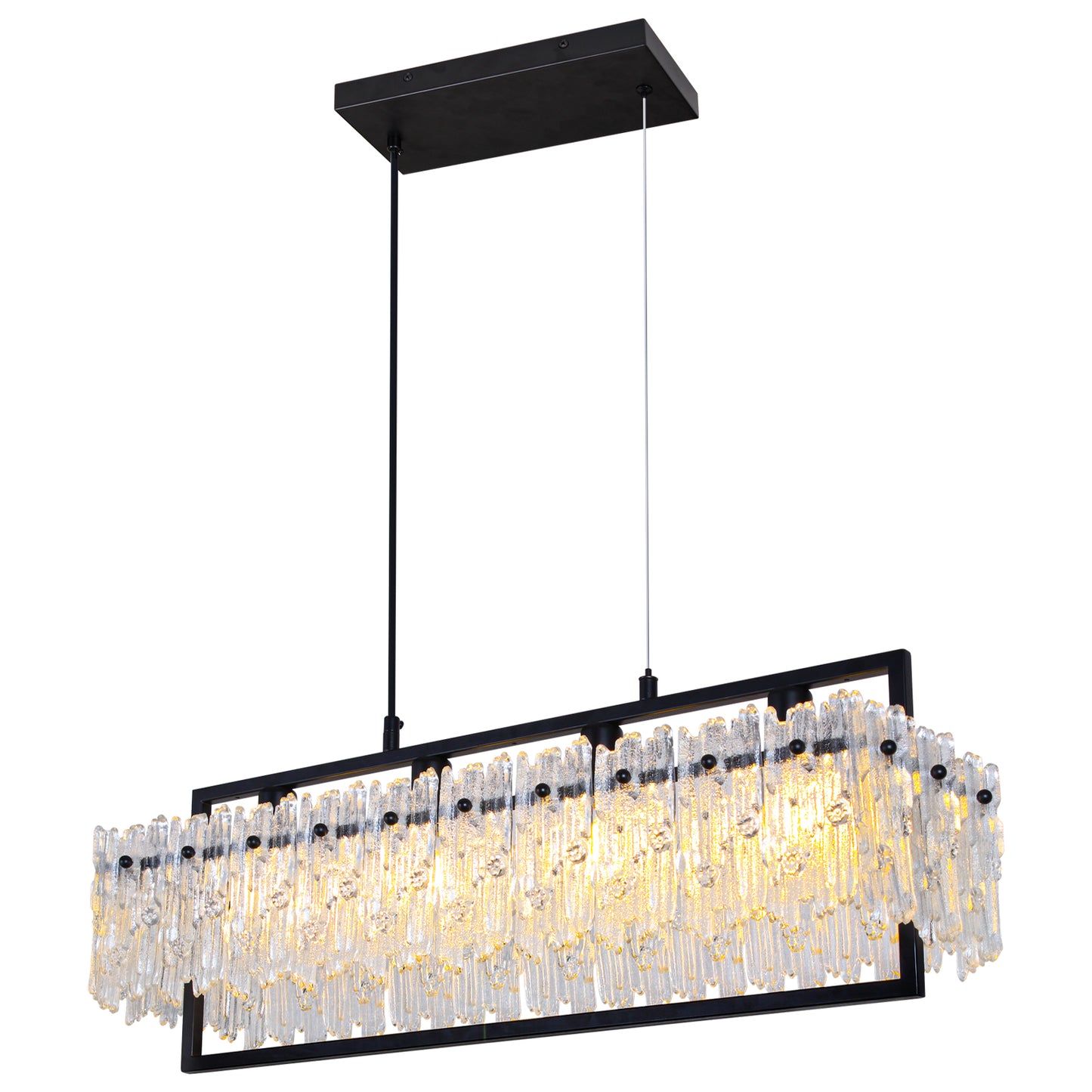 Dining Room Light Fixture&nbsp; Modern 4-Light black Chandelier for Dining Room with E12 Base Compatible with 3000K~6000K (No Bulbs) Linear Farmhouse Lighting for Kitchen Island and Living Room