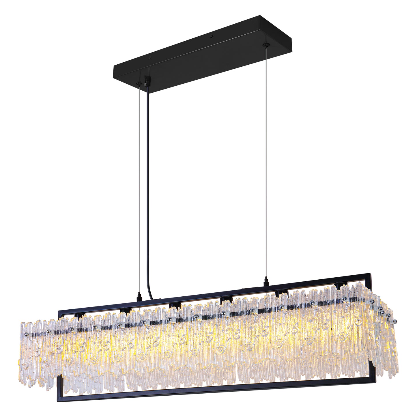 Dining Room Light Fixture 32'' Modern 6-Light black Chandelier for Dining Room with E12 Base Compatible with 3000K~6000K (No Bulbs) Linear Farmhouse Lighting for Kitchen Island and Living Room
