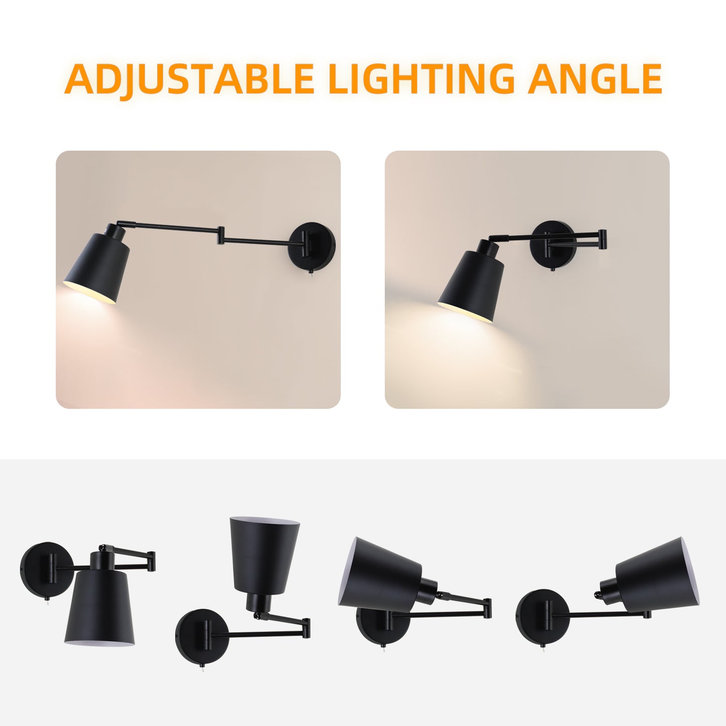 MantoLite Swivel Arm Wall Lamp with Switch Bedroom 4W Wall Light Black E27 Industrial Wall Lamp for Living Room Bedroom Hallway